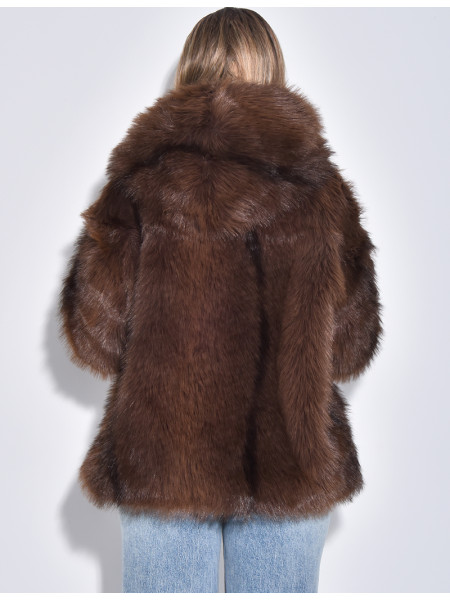 Veste en fausse fourure à capuche
