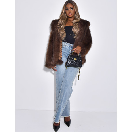 Veste en fausse fourure à capuche