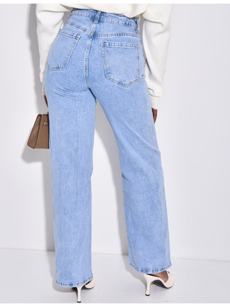 Jeans bleu clair coupe droite