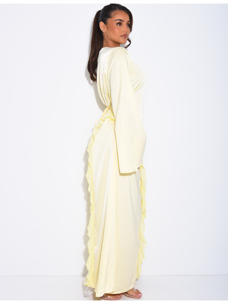 Longue robe en satin premium à nouer à la taille