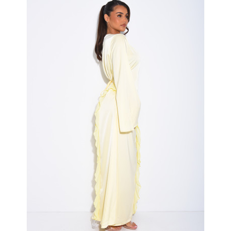 Longue robe en satin premium à nouer à la taille