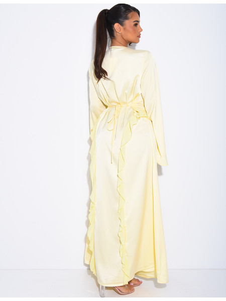 Longue robe en satin premium à nouer à la taille