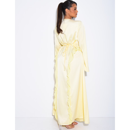 Longue robe en satin premium à nouer à la taille