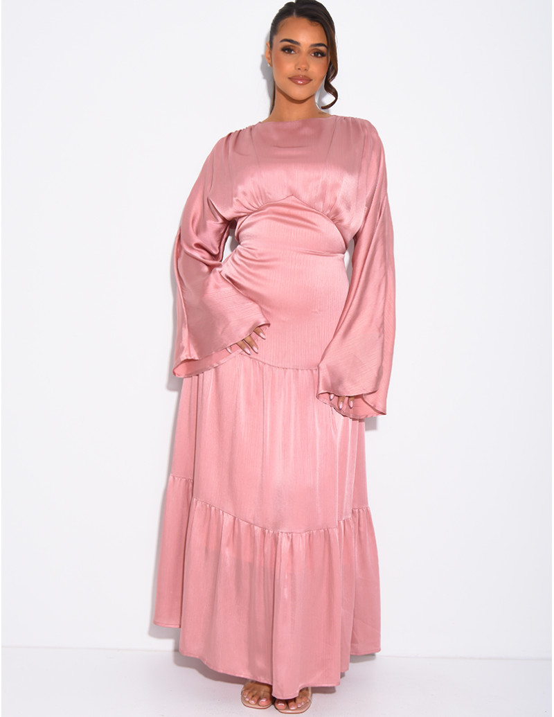Robe longue en satin effet...