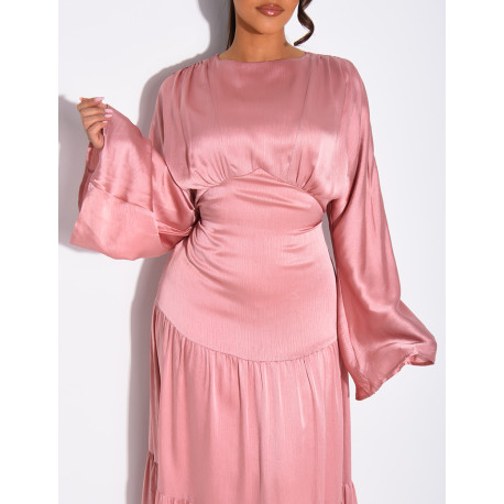 Robe longue en satin effet bouffante