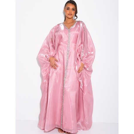 Crystal-embellished abaya