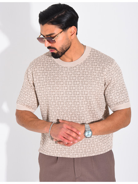 T-shirt côtelé à motifs scintillant