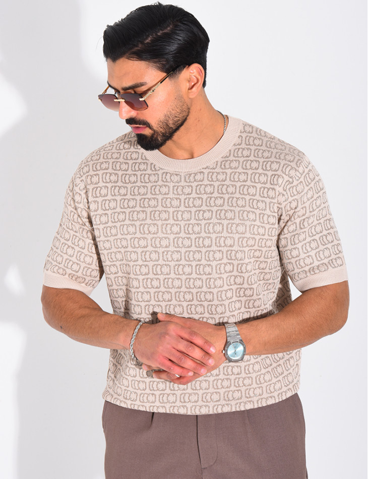 T-shirt côtelé à motifs scintillant