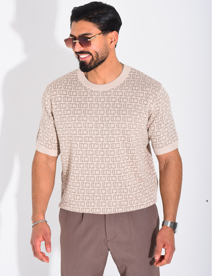 T-shirt côtelé à motifs scintillant