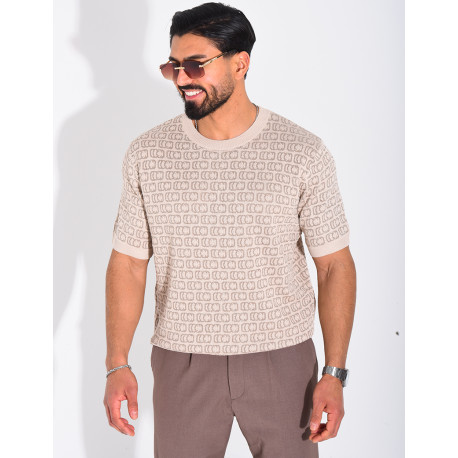 T-shirt côtelé à motifs scintillant