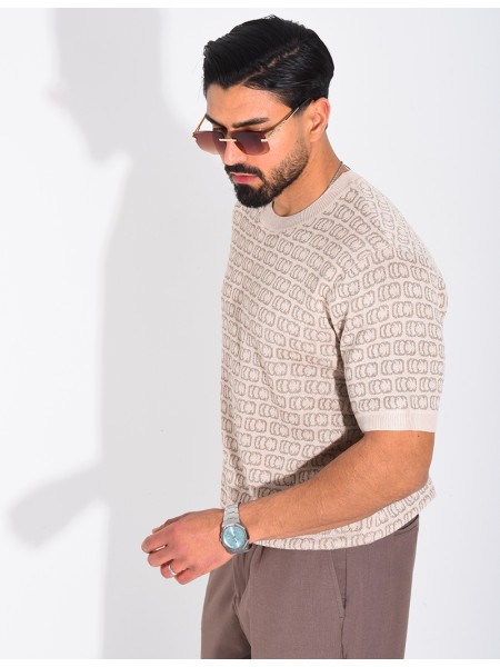 T-shirt côtelé à motifs scintillant