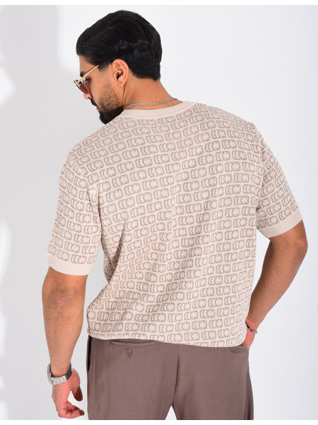 T-shirt côtelé à motifs scintillant