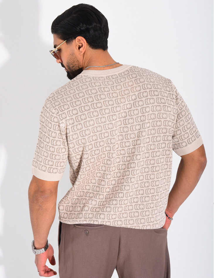 T-shirt côtelé à motifs scintillant