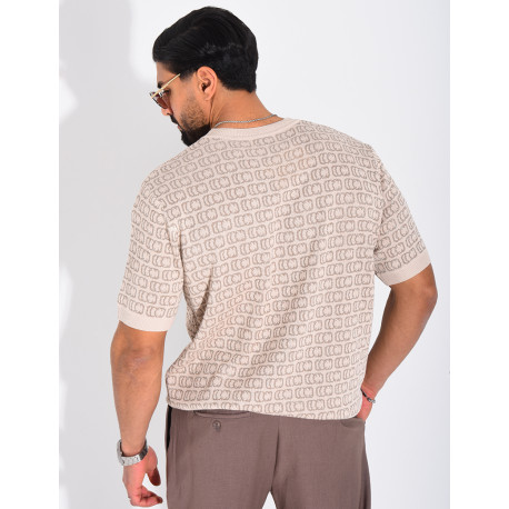 T-shirt côtelé à motifs scintillant