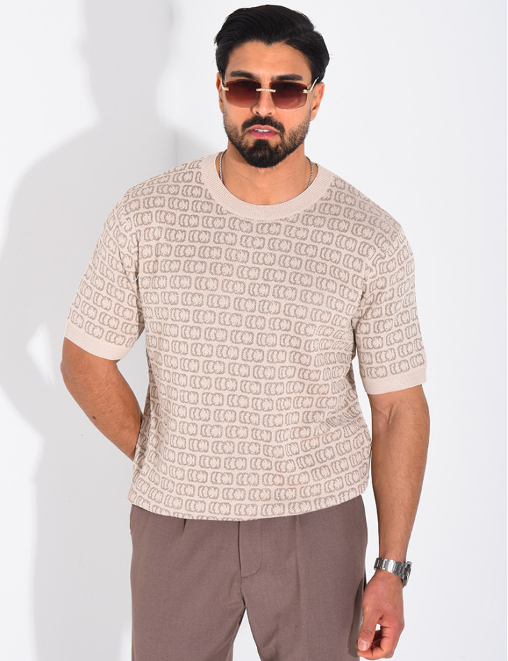 T-shirt côtelé à motifs scintillant