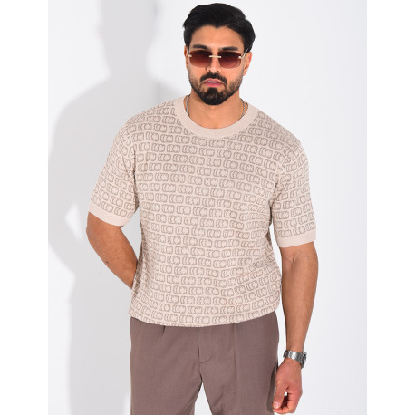 T-shirt côtelé à motifs scintillant