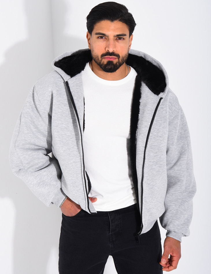 Veste à capuche fourrée