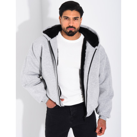 Veste à capuche fourrée