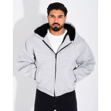 Veste à capuche fourrée