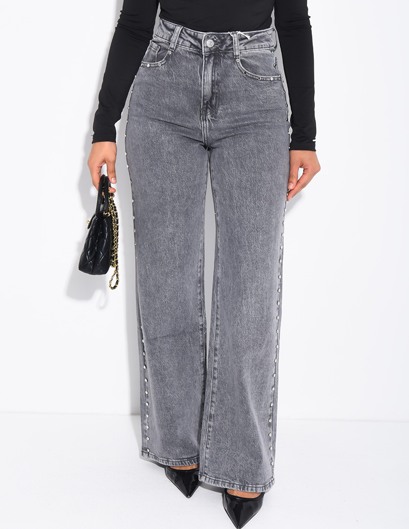 Jeans coupe droite délavé à...