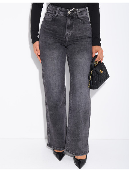 Jeans coupe droite délavé en tissu stretch