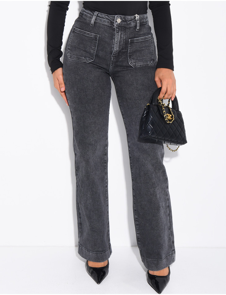 jeans coupe droite stretch à poches sur l'avant