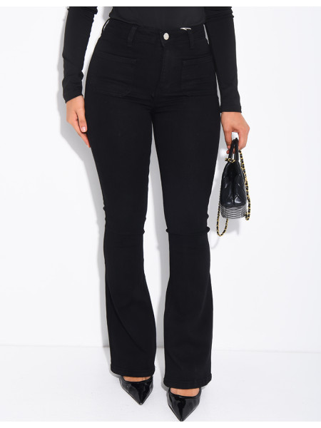 jeans flare stretch à poches sur l'avant