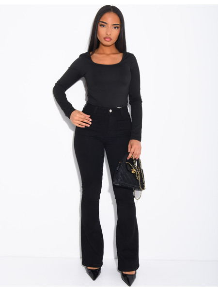 jeans flare stretch à poches sur l'avant