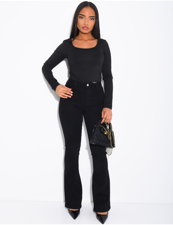jeans flare stretch à poches sur l'avant