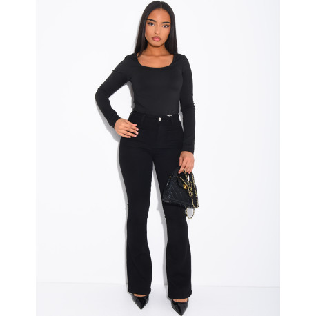 jeans flare stretch à poches sur l'avant