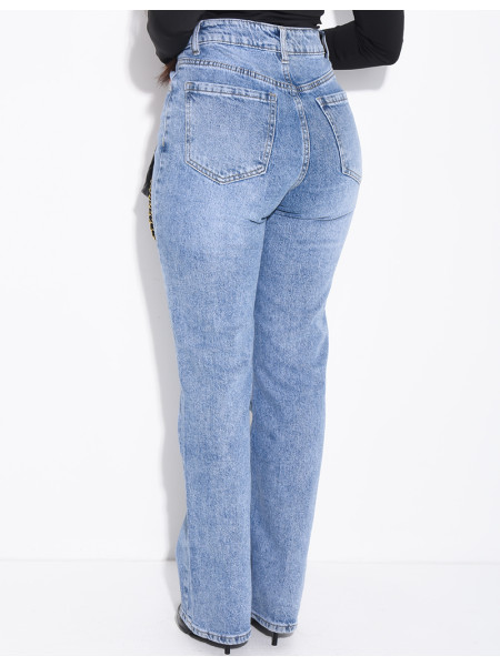 Jeans coupe droite taille haute en tissu stretch