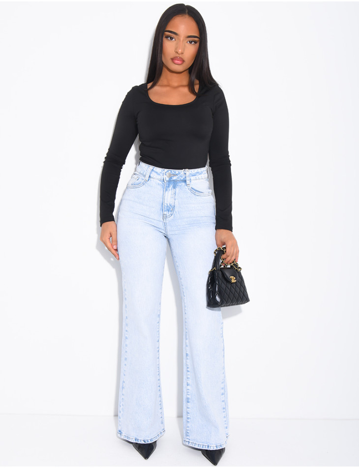 Jeans bootcut stretch délavé