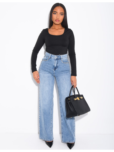 Jeans coupe droite à clous