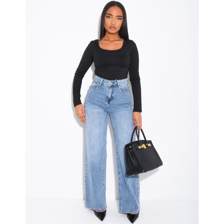 Jeans coupe droite à clous