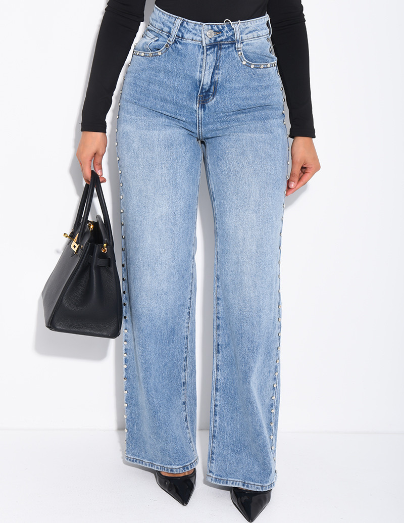 Jeans coupe droite à clous