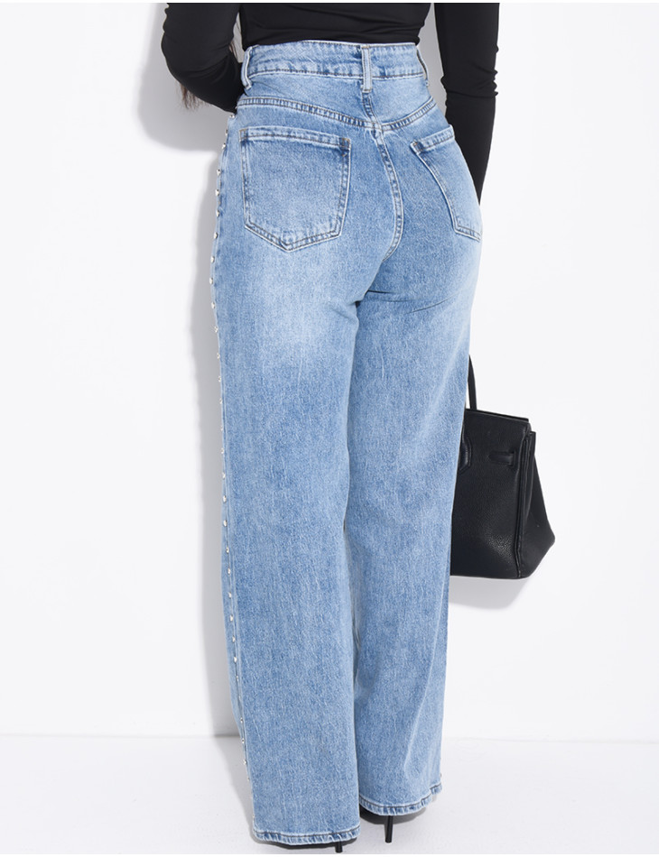 Jeans coupe droite à clous
