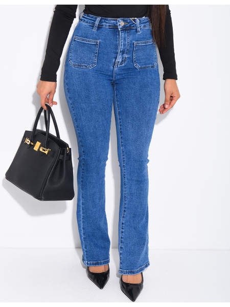jeans flare stretch à poches sur l'avant
