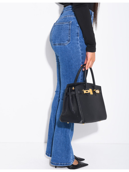 jeans flare stretch à poches sur l'avant