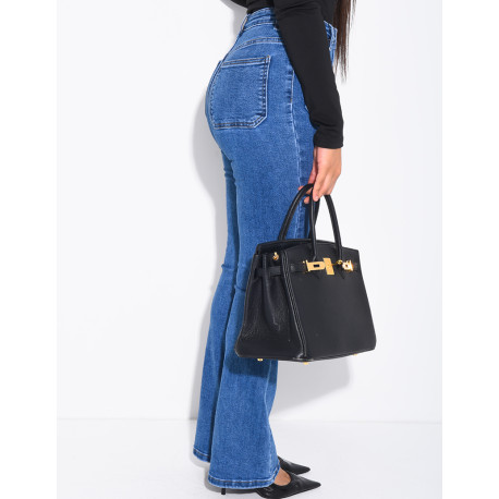 jeans flare stretch à poches sur l'avant