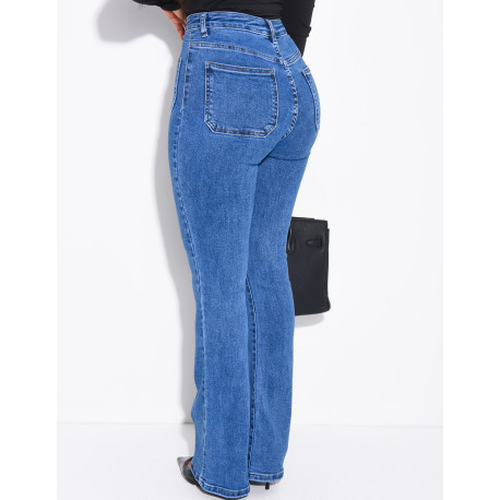 jeans flare stretch à poches sur l'avant