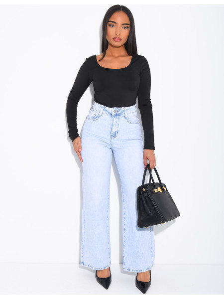 Jeans coupe droite à délavage très clair