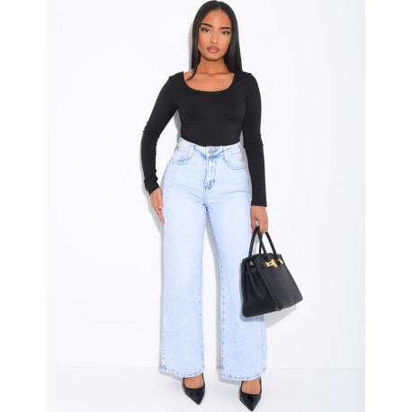 Jeans coupe droite à délavage très clair