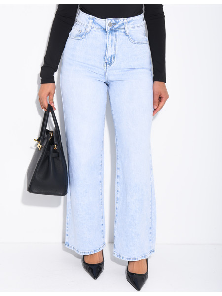 Jeans coupe droite à délavage très clair