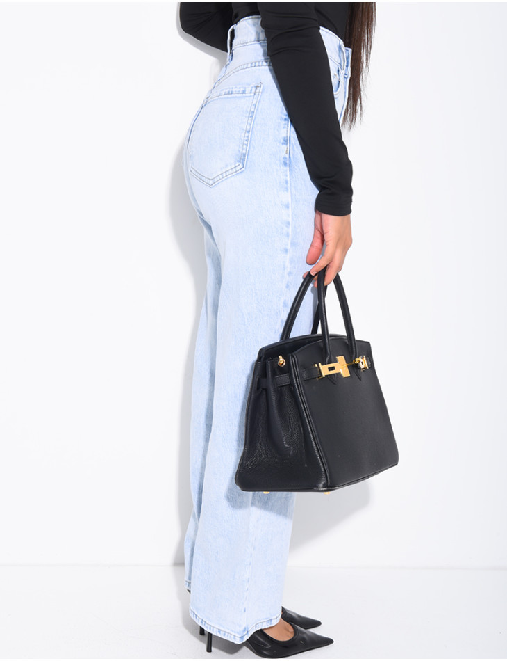 Jeans coupe droite à délavage très clair