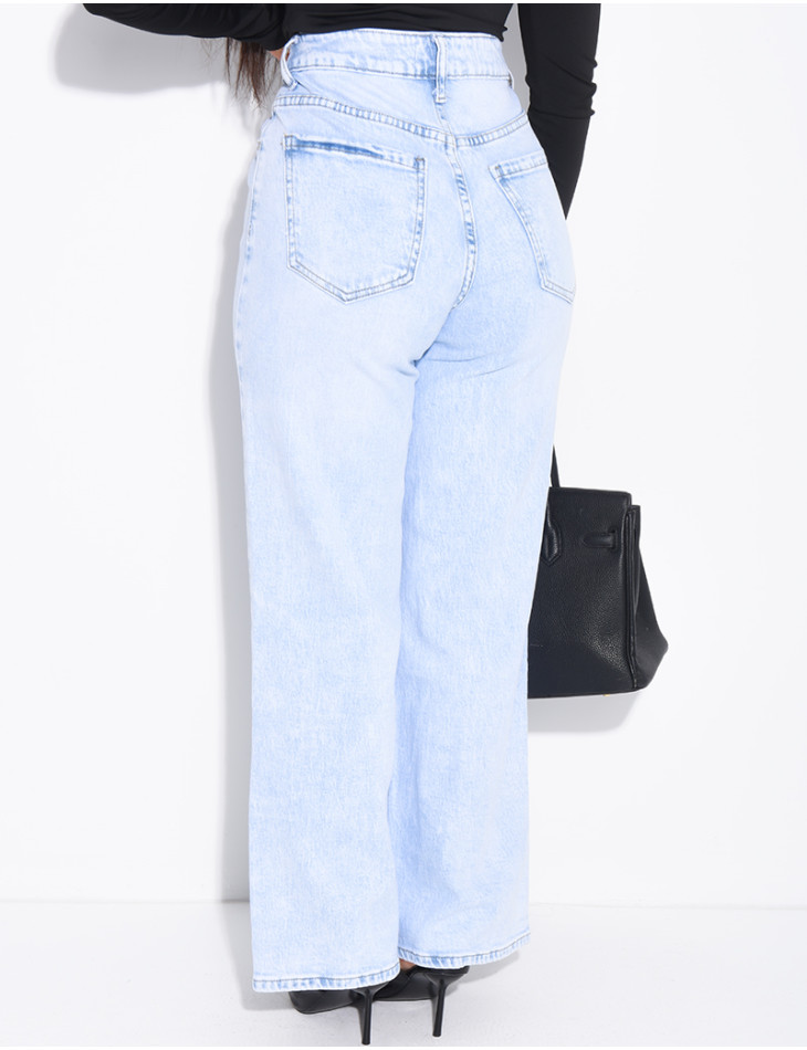 Jeans coupe droite à délavage très clair