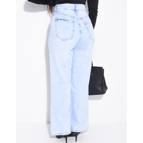 Jeans coupe droite à délavage très clair