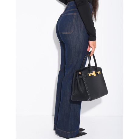 Jeans brut à surpiqures sur les poches