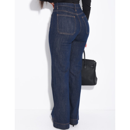 Jeans brut à surpiqures sur les poches