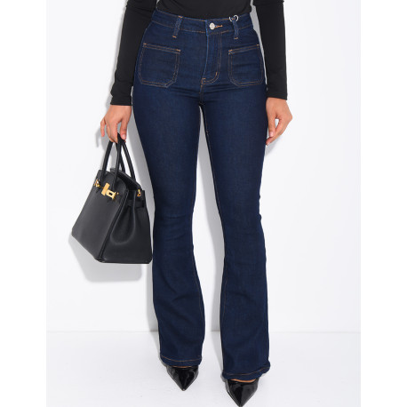 jeans flare stretch à poches sur l'avant