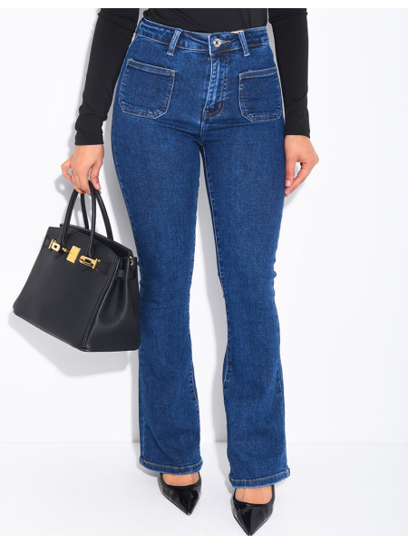 jeans flare stretch à poches sur l'avant